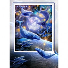 STEVE SUNDRAM GREETING CARD Whales Over the Moon
